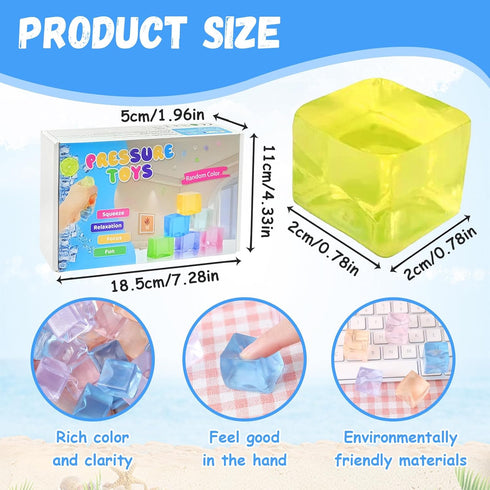 24Pcs Stress Balls Fidget Toys Adults, Ice Cube Squeeze Toys - Square Squeeze Ball Sensory Toys, Squeeze Toys - Small