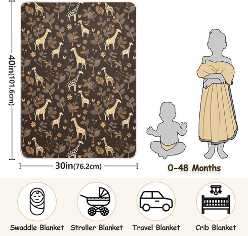 KICPOAY Brown Giraffe Baby Swaddle Blanket for Boys and Girls, Muslin Baby Receiving Swaddle Blanket, Soft Cotton