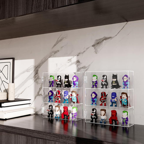 YUNEASELF 3 Acrylic Display Case - Layer Clear Display Case for Funko Pop Action Figures - Wall Mounted or Desktop