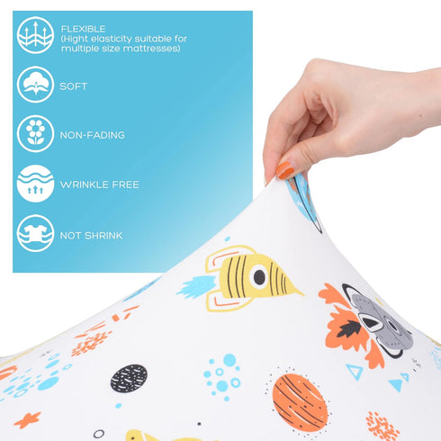42 42 Cloele Round Stretchy Crib Sheet - Microfiber Space Fitted Sheet for X Mattresses Ultra Soft Unisex Round Fitted