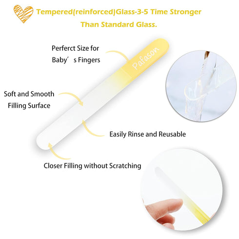PAFASON Baby Nail Scissors and Glass Nail File Set, Round Tip Safety, Stainless Steel, Ideal Shower Gift for Infants