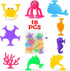 Baby Suction Cup Toys, Ocean Animals Sucker Toys with Mesh Bag Storage, 18 PCS Bath Toys for Kids Ages 4-8