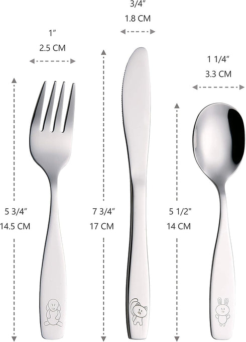 ANNOVA Children's Flatware 9 Pieces Set, Stainless Steel Cutlery with Safe Forks, Knives, and Spoons for Kids