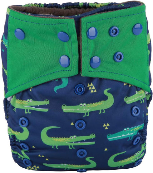 Sigzagor 3 Pack) AIll in One Cloth Diapers Nappies for Night AIO Sewn in Insert Reusable Washable (Dinosaur