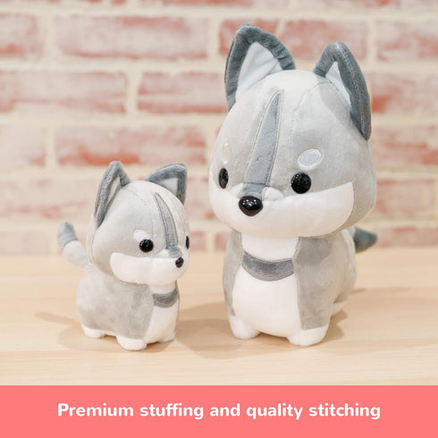 Bellzi Wolf Stuffed Animal, Soft Cute Gray Wolf Plush Toy, Gifts for All Ages, Kids, Babies, Toddlers, Wolfi