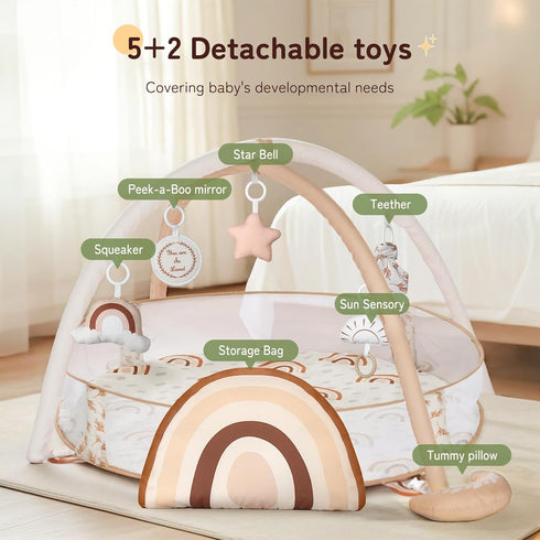 6-in-1 Mallify XL Large Baby Gym & Ball Pit, Play Mat & Play Gym, Combination Baby Activity Gym with Milestone Cards
