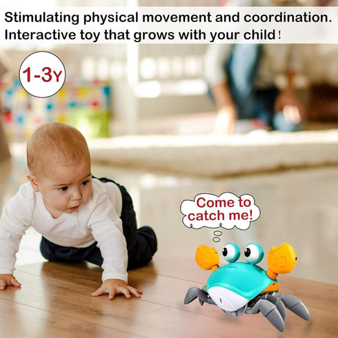 Plnmlls Toy,Tummy 6-12 12-18 36 Crawling Crab Baby Time Toys,with Music and LED Light,Built-in Rechargeable Battery