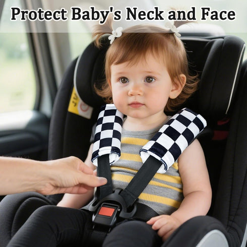 2Pcs DILIMI Baby Car Seat Belt Covers, Carseat Shoulder Strap Pads, Soft Minky Car Seat Neck Covers, Newborn Car Seat
