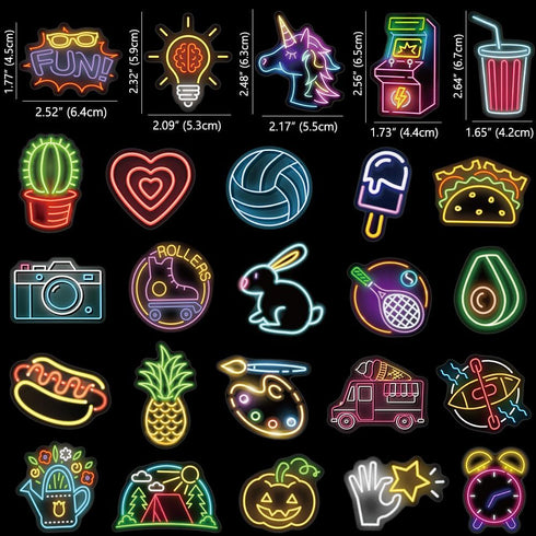 150 Pcs Cool Neon Sign Vinyl Stickers Pack for Kids Teens, Waterproof for Water Bottles, Laptops, and More