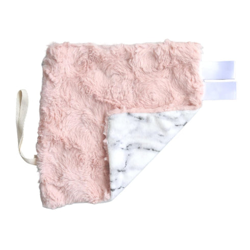 Homecrafted Plush Mini Blanket Pacifier Holder (Gray Marble & Pink)