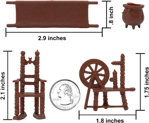 BMC Classic Marx Colonial Furniture - 14pc Plastic Playset Accessories Parts Pack