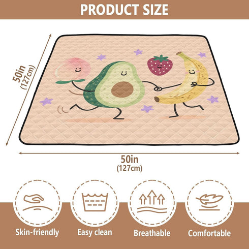 tplaotee 50'' 50''alfombras Fruit Food Dance Funny Soft Padded Baby Care Play mat for Floor Non-Toxic Foldable Playroom