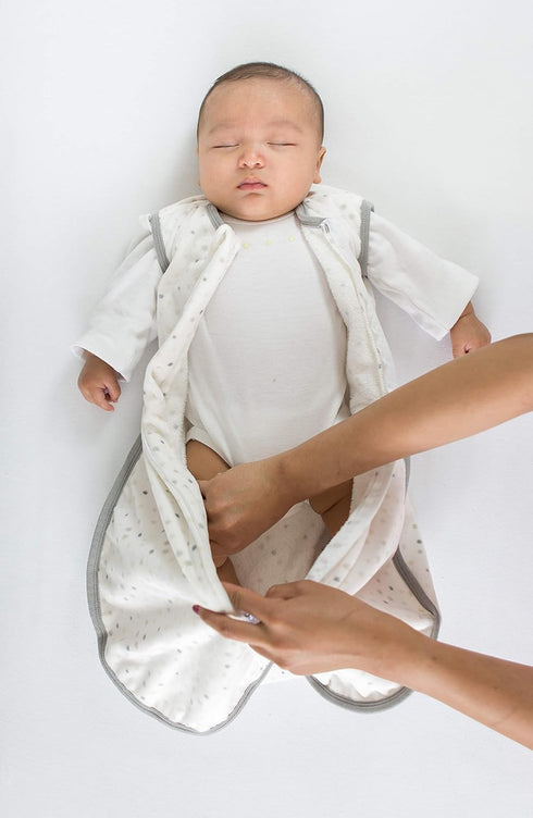 Amazing Baby Microfleece Sleeping Sack, Sterling Playful Dots, Large 12-18 Month, 2-Way Zipper, Wearable Blanket