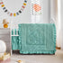 Set 3 Tufted Ruffle Crib Bedding Pieces Baby Girls Boys Boho Quilted Comforter with Fitted Sheet and Bed Skirt - Cute