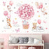 decalmile Animals Hot Air Balloon Wall Decals Flowers Balloons Elephant Bear Wall Stickers Baby Nursery Girls Bedroom