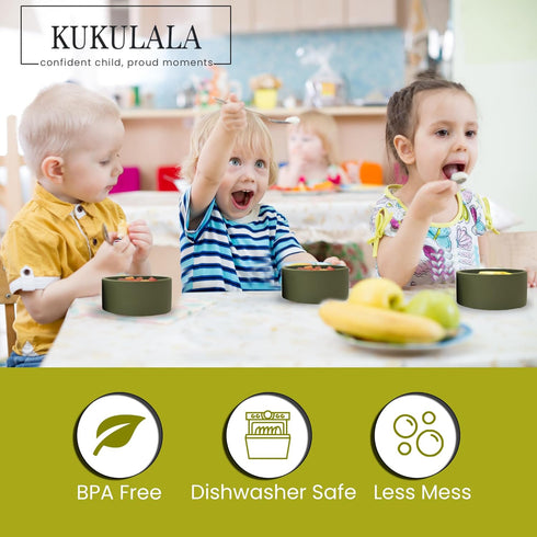 Stay Put 3pcs Suction Snack Cups for Babies and Toddlers, Dishwasher and Microwave Safe, Olive Green