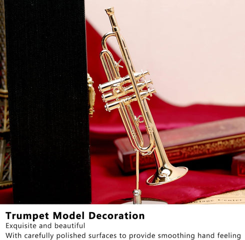 Miniature Brass Trumpet Model, Dollhouse Musical Instrument, Christmas Ornament