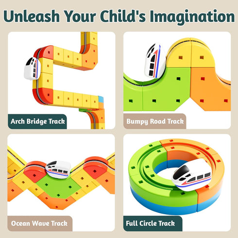 Set 3D 3 4 5 6 7 8 32 klick Rail Electric Train Magic Flexible Race Track for Kids Years Old, pcs Race Car Track Block