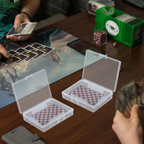 50 3.7x2.7 Inch Skylety Pcs blank Playing Card Case, Clear Poker Box Snap Closed, Plastic Playing Game Card Storage Box