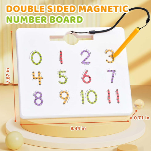 Gamenote Magnetic Number Tracing Board - 2 in 1 Double Sided Writing Board for Toddlers & Kids Learning