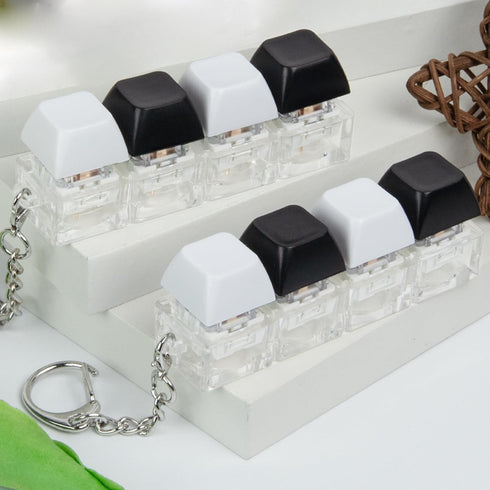 ZoxiLume 2 4-in-1 PCS Keyboard Fidget Toy Keychain, Finger Clicky Button Toy Stress Relief Keychain with Swappable