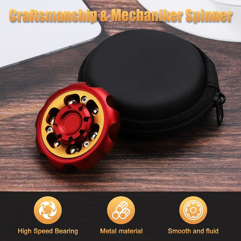 Metal Precision Fidget Spinner - Anxiety Rotator & Restless Fidget Toy, Stress-Relief Tool for Adults & Kids A (red)