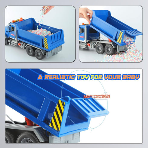 Dump Truck Toy Construction Toys with Lights and Sounds - Push & Go Car for Toddlers Age 3-5 Birthday Gift