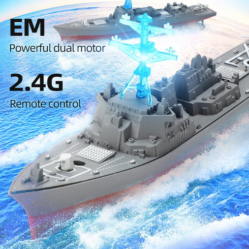 2.4GHz 055 HC-803 Remote Control Warship RC Military Battleship, Remote Control Boat for Lakes and Rivers, RC Armed