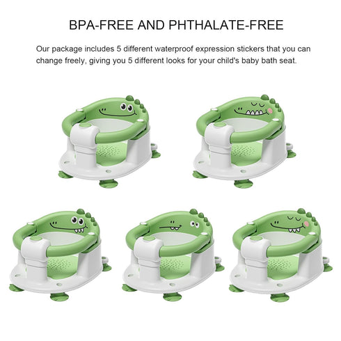 TPN 6 5 Baby Bath Seat for Babies Months & Up, Non-Slip Toddler Bath Seat with PCS Waterproof Emoji Stickers, Portable