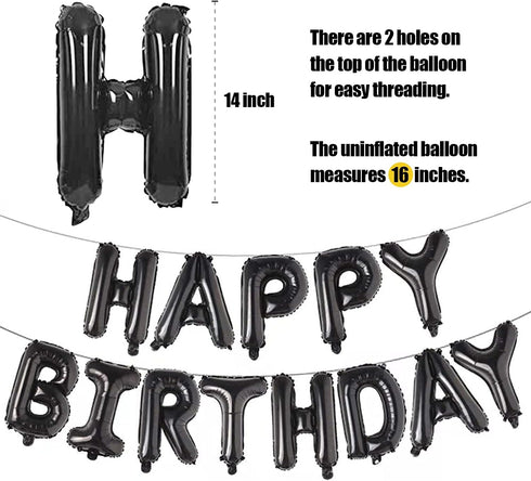Happy Birthday Balloon Banner - 16 Inch 3D Aluminum Foil Inflatable Hanging Letter Kit for 1st Birthday Kids
