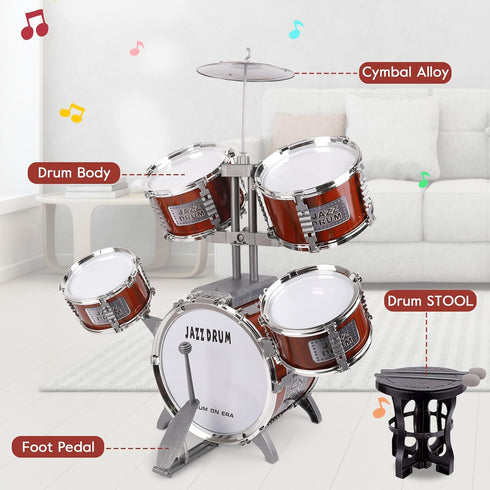 Set 3-5 5 3 4 5 Toy Drum for Kids Ages Toddler Jazz Drum Kit with Drums Musical Instruments Toys for Year Old Boys