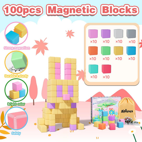 100pcs 3-8, 3-5, 4-8 Magnetic Blocks, Magnetic Cubes for Kids Ages STEM Educational Building Toys for Toddlers