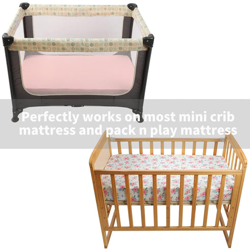 Pack 3 Pack Onacosht n Play Sheets Fitted for Baby Girl, Stretchy Jersey Knitted Portable Mini Crib Sheets Playard