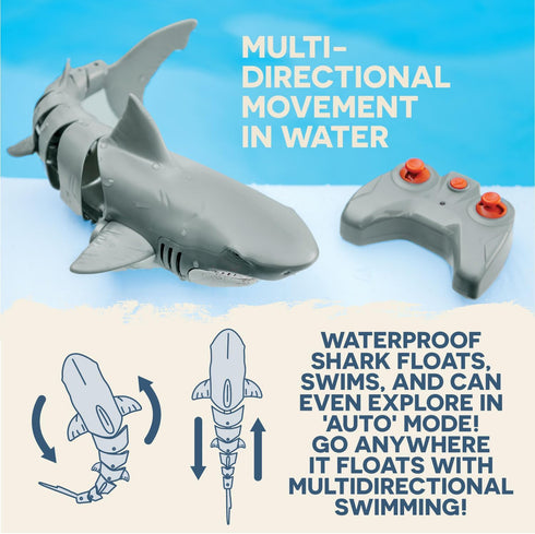 Swimming 6+ Terra by Battat Shark Radio Control Toy Electronic Water Animal for Pool & Bath Remote Controlled Fun