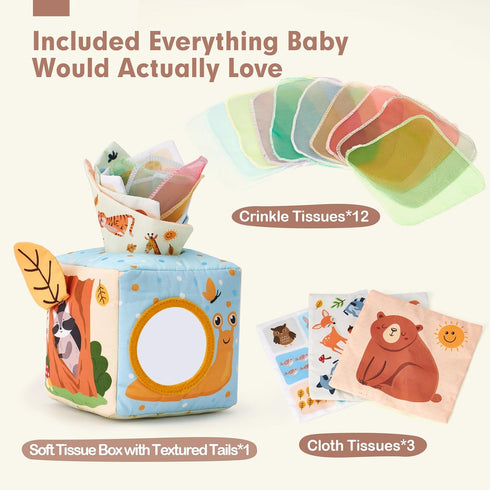 hahaland Baby Tissue Box Toy, Montessori Toys for 6-12 Months, Baby Boy Girl Shower Gifts for Babies 6-18 Months