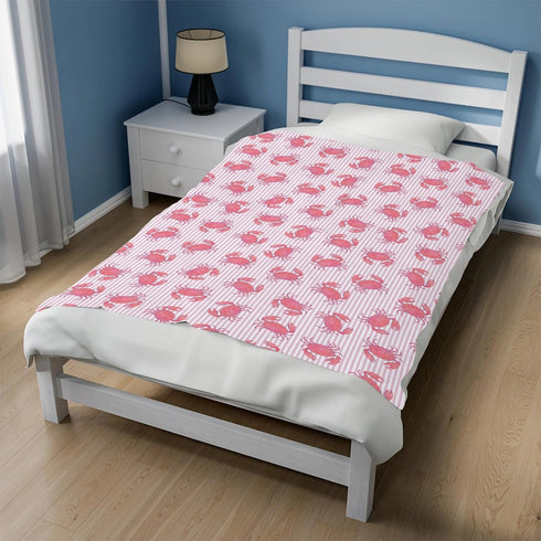 Cstdyfrv Summer 60x80in Watercolor Crab Striped Baby Blankets for Boys Girls Pink Crabs Sea Ocean Coastal Swaddle