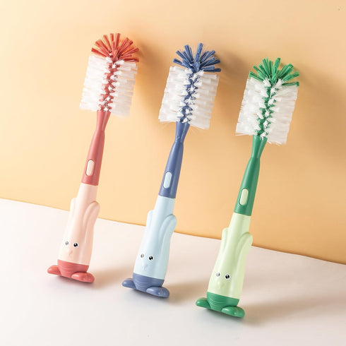 Chemimoso Set, Multifunctional Cleaning Brush, Baby Bottle Brush, Bottle Brush Cleaner Pink, Silicone and Nylon Brush
