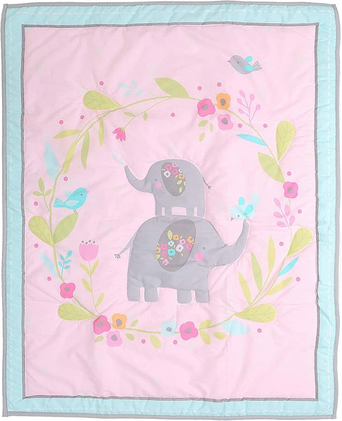 CribMATE 1 PC Nursery Crib Comforter Baby Girl Pink Elephant Crib Quilts/Covers Baby Girl Gift Idea (Elephant)