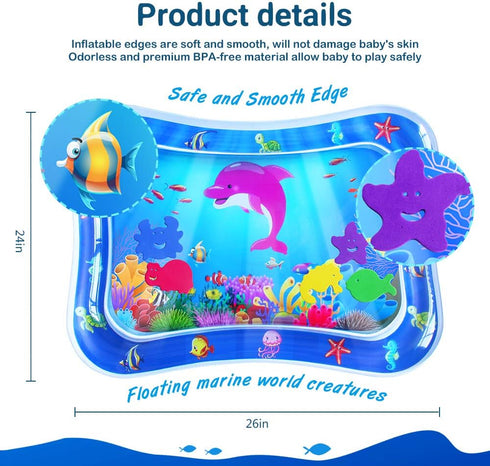 ZMLM Baby Tummy-Time Water Mat: Infant Baby Toy Gift Activity Play Mat for 3-12 Month Newborn Boy Girl Toddler Fun