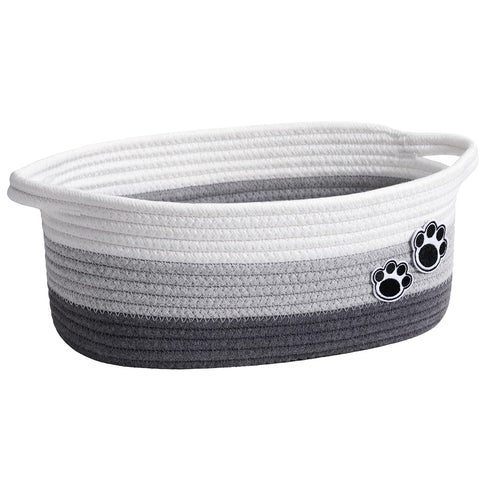Small Dog Toy Basket, Cute Woven Decorative Rope Storage Basket for Nursery, 12 x 8 x 5 inches