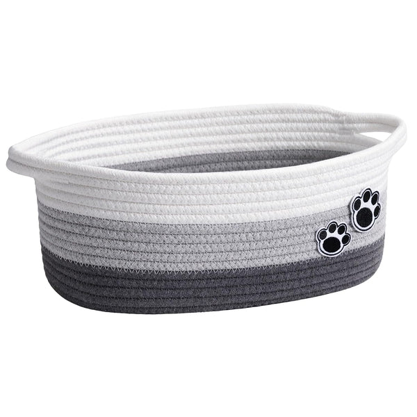 Small Dog Toy Basket, Cute Woven Decorative Rope Storage Basket for Nursery, 12 x 8 x 5 inches