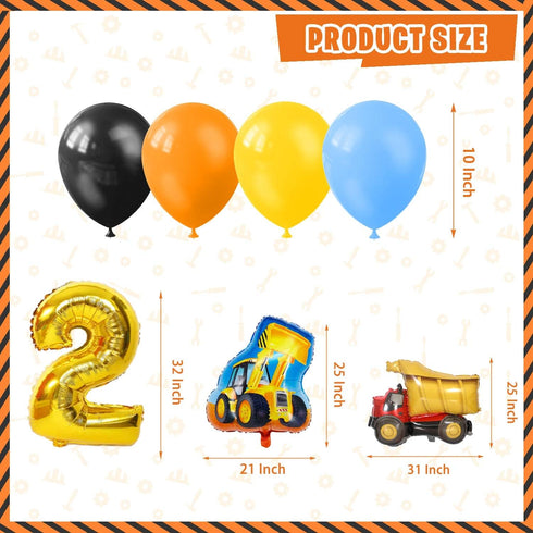 Mpanwen Construction Birthday Party Supplies for 2 Year Old Boy, 139 Pcs Dump Truck Decorations for Boys