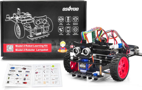 OSOYOO Model 3 Robot Car DIY Starter Kit for Arduino, Remote Control App, Educational Motorized Robotics, IOT Coding