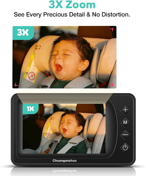 Chuanganzhuo 5'' NO.1 1080P Setting 3X S100U, 5inch Baby Car Camera with Night Vision, USB Powered, Mirror/Normal Mode