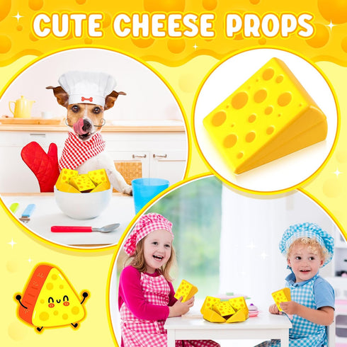 Libima 24 Pcs Cheese Stress Toys Bulk Fake Cheese Party Favors Foam Squeeze Stretchy Food Stress Ball Miniature Block