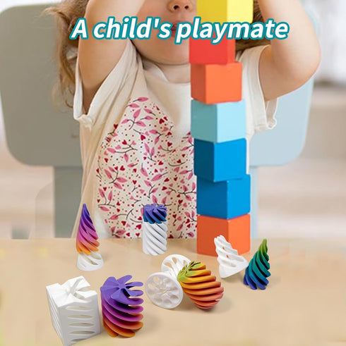 5 Pack 3D 3D Impossible Passthrough Fidget Toy, Printed Impossible Cone, Rainbow Gradient Colors with White Base