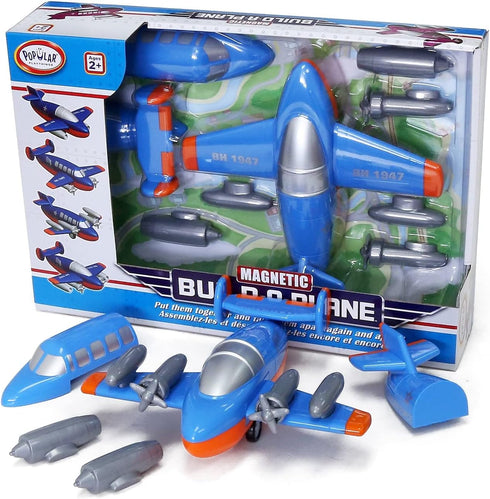 Magnetic Build-a-Plane Toy Play Set - 12 Pieces, Colors May Vary, White