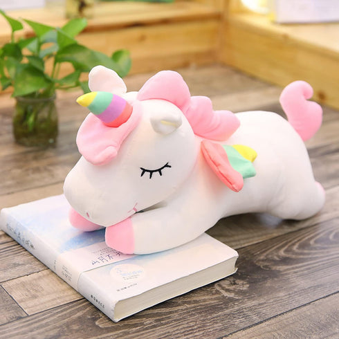 Unicorn Stuffed Animal, Soft Plush Hugging Pillow Toy for Kids, White, 19.6 in