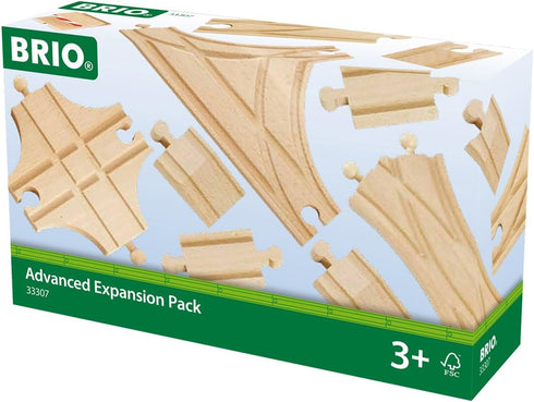 BRIO World 33307 Advanced Expansion Pack - 11 Piece Set of Wooden Train Tracks for Kids | Compatible with All Railway