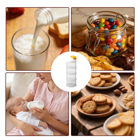 Generic 4 Formula Travel Container - Layer Stackable Airtight Reusable Storage for Feeding | Compact Organizer